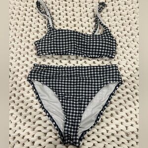 J. Crew Navy and White gingham Bikini